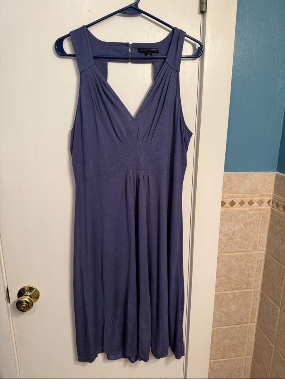 Sleeveless Deep V Blue Women’s Dress